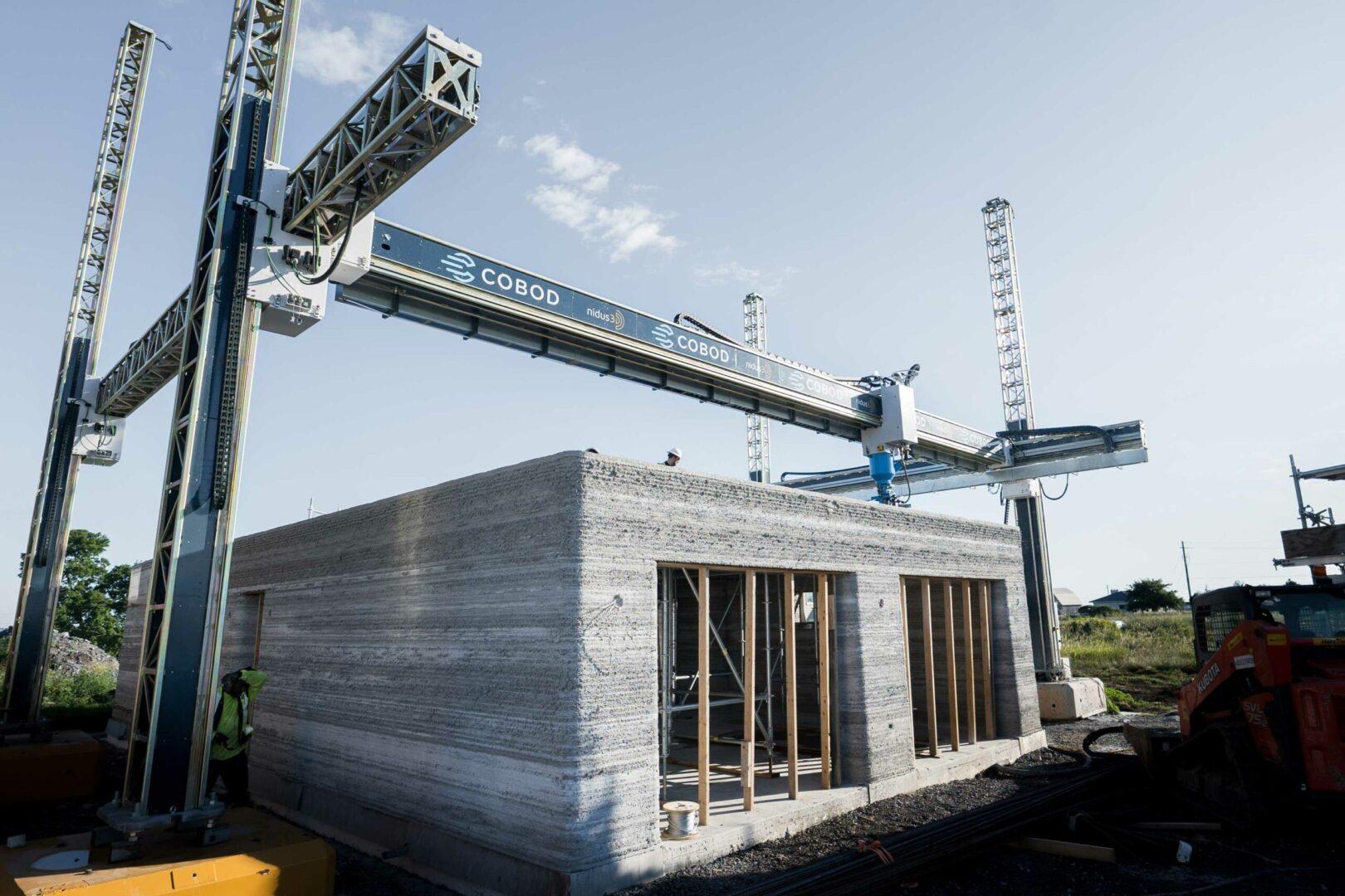 COBOD's BOD2 printer on construction site in Canada