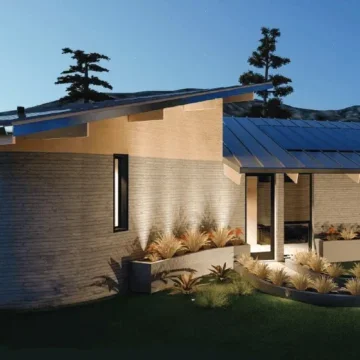 Rendering illustrating the innovative design finalized before 3D printing the net-zero energy home.